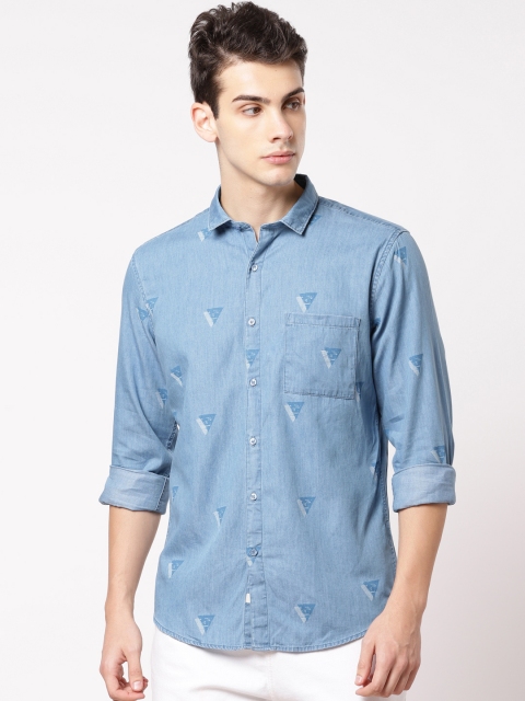 

ether Men Blue Regular Fit Printed Casual Shirt