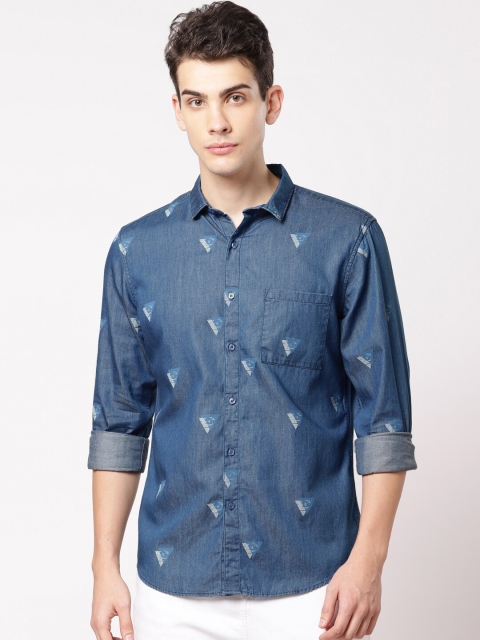 

ether Men Blue Regular Fit Printed Casual Shirt