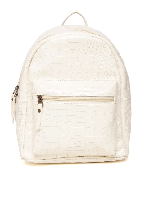 

Kanvas Katha Women Off-White Croc-Textured Backpack