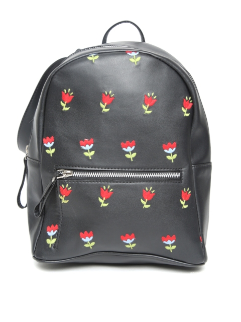 

Kanvas Katha Women Black Embroidered Detail Backpack