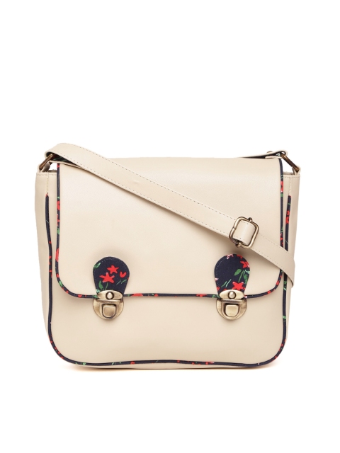 

Kanvas Katha Cream-Coloured Solid Sling Bag