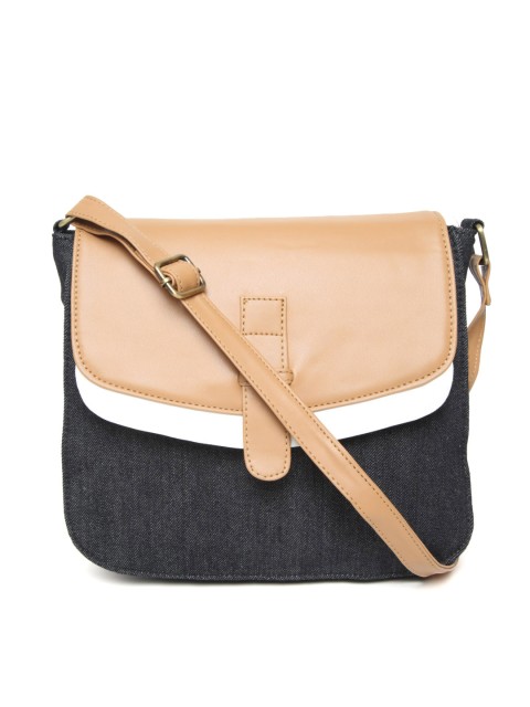 

Kanvas Katha Black & Brown Colourblocked Sling Bag