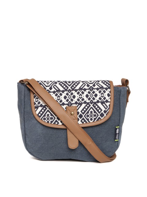 

Kanvas Katha Blue & Off-White Solid Sling Bag