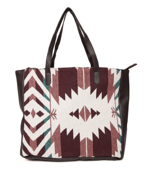 

Kanvas Katha Off-White & Brown Textured Shoulder Bag