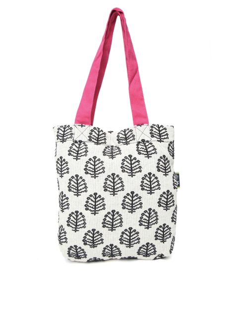 

Kanvas Katha Off-White & Black Embroidered Tote Bag