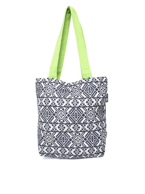 

Kanvas Katha Navy & Off-White Embroidered Tote Bag, Navy blue