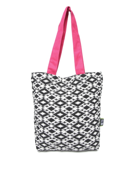 

Kanvas Katha Off-White & Black Embroidered Tote Bag