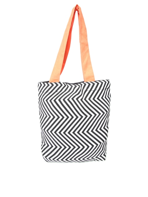 

Kanvas Katha Off-White & Black Self Design Tote Bag