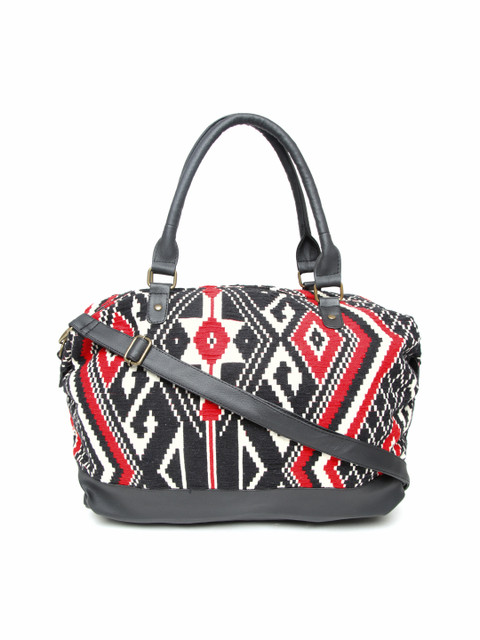 

Kanvas Katha Black & Red Textured Shoulder Bag