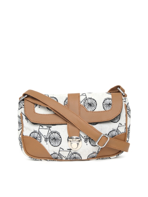 

Kanvas Katha Off-White & Black Patterned Sling Bag
