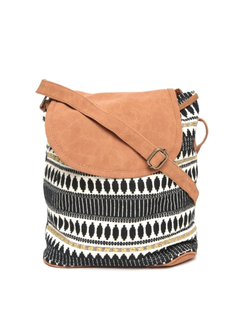 

Kanvas Katha Black & Off-White Self Design Sling Bag