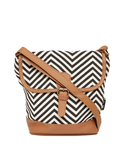 

Kanvas Katha Black & White Chevron Sling Bag