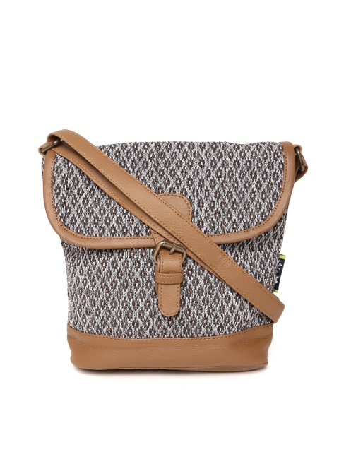 

Kanvas Katha Brown & Grey Self Design Sling Bag