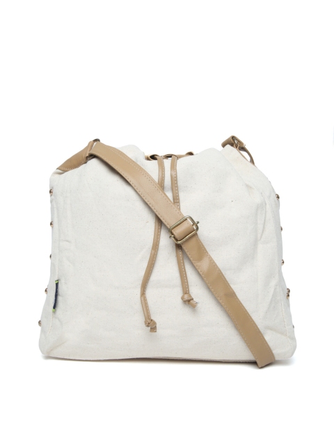

Kanvas Katha Cream-Coloured Solid Sling Bag