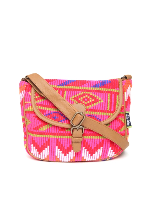 

Kanvas Katha Pink Woven Design Sling Bag