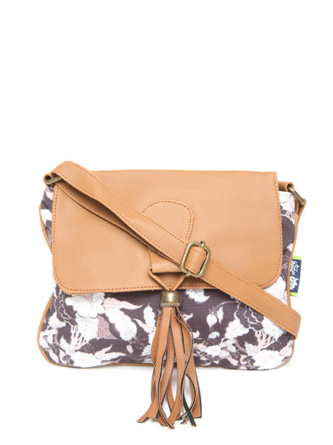 

Kanvas Katha Brown & Off-White Floral Print Sling Bag