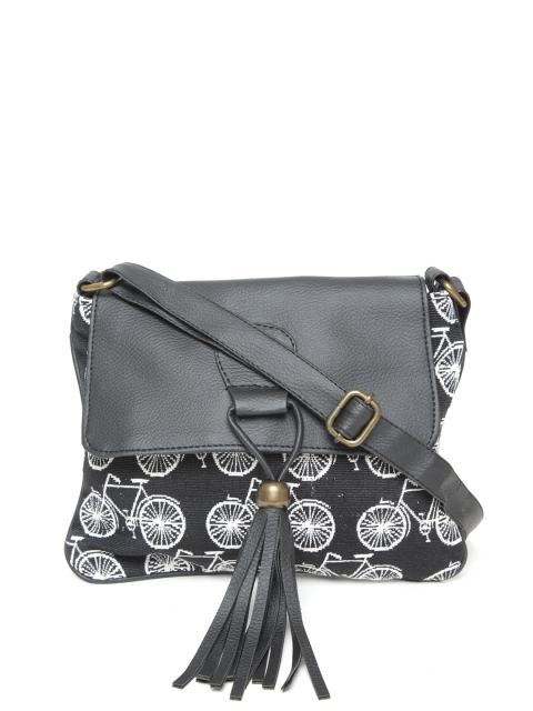 

Kanvas Katha Black & Off-White Self Design Sling Bag