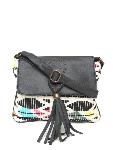 

Kanvas Katha Black & Off-White Self Design Sling Bag