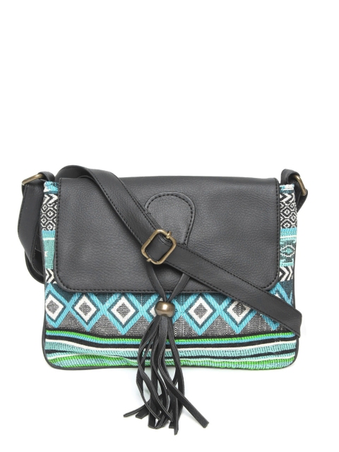 

Kanvas Katha Brown & Blue Self Design Sling Bag