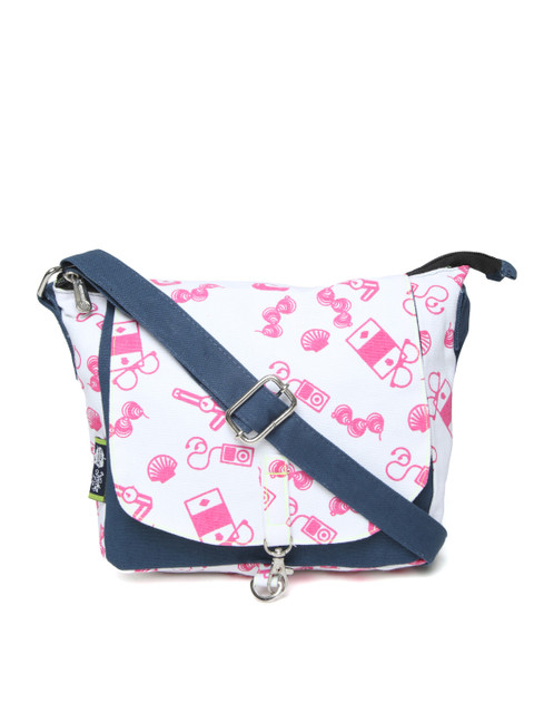 

Kanvas Katha White & Pink Printed Sling Bag