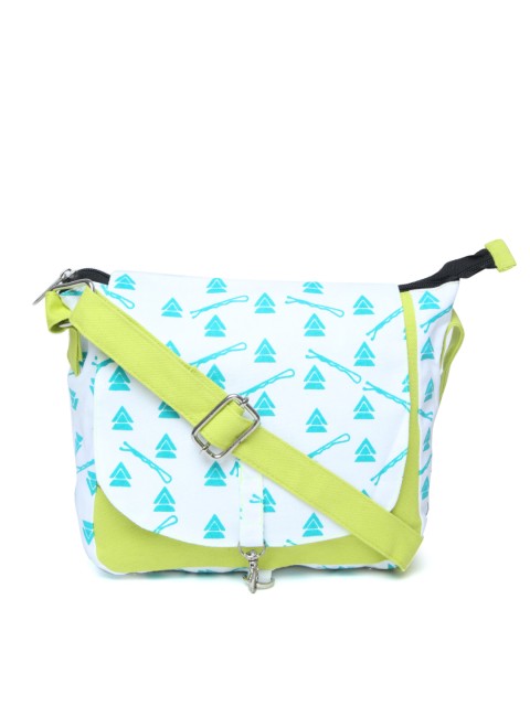 

Kanvas Katha Green & White Printed Sling Bag
