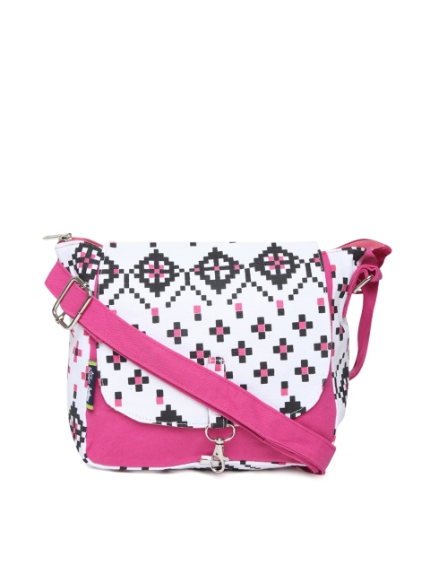 

Kanvas Katha Pink & Off-White Printed Sling Bag