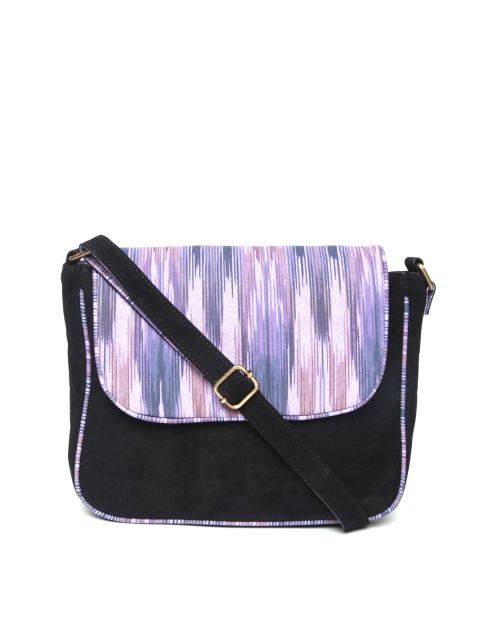 

Kanvas Katha Purple & Black Solid Sling Bag