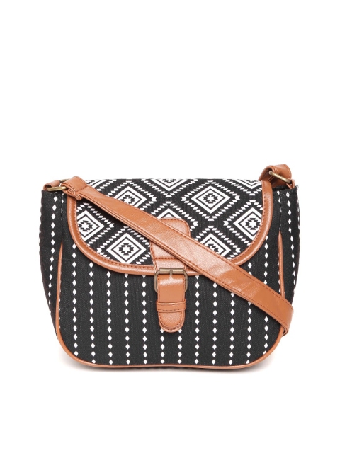 

Kanvas Katha Black & White Printed Sling Bag