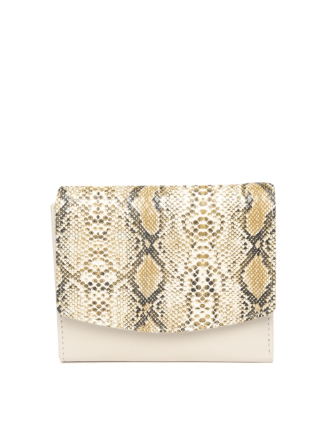 

Kanvas Katha Women Beige Snakeskin Textured Three Fold Wallet