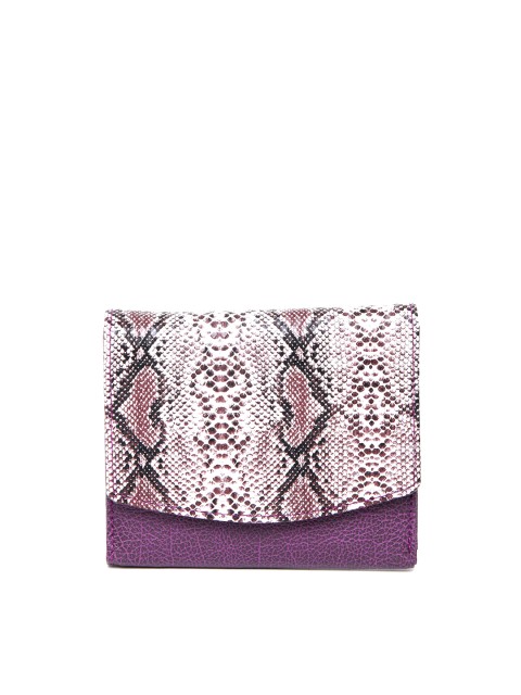 

Kanvas Katha Women Purple & Off-White Snakeskin Textured Three Fold Wallet