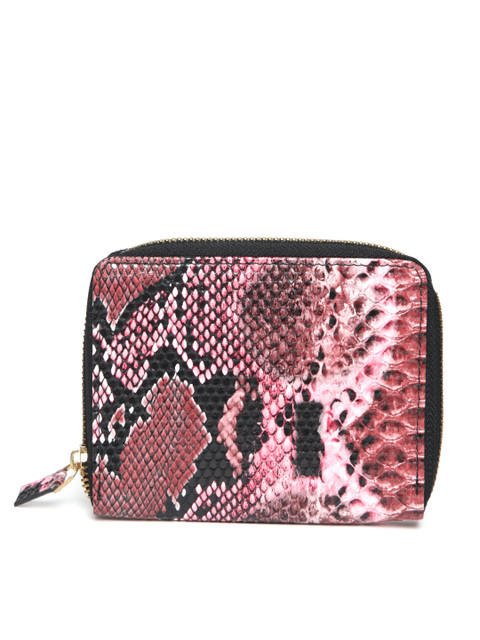 

Kanvas Katha Women Red & Brown Snakeskin Textured Zip Around Wallet