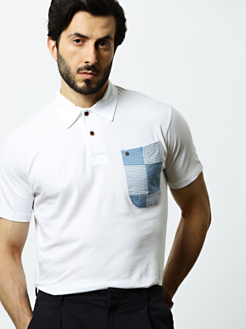 

Mr Bowerbird Men White Patchwork Pocket Polo