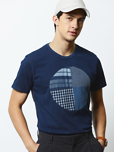 

Mr Bowerbird Men Indigo Mixed Moon T-shirt, Blue