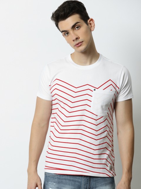 

Mr Bowerbird Men White & Red Striped Abstract Piccasso T-shirt