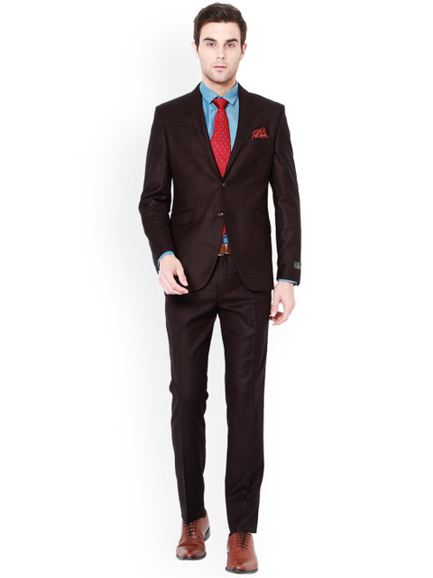 

Van Heusen Men Brown Striped Single-Breasted Slim Fit Formal Suit