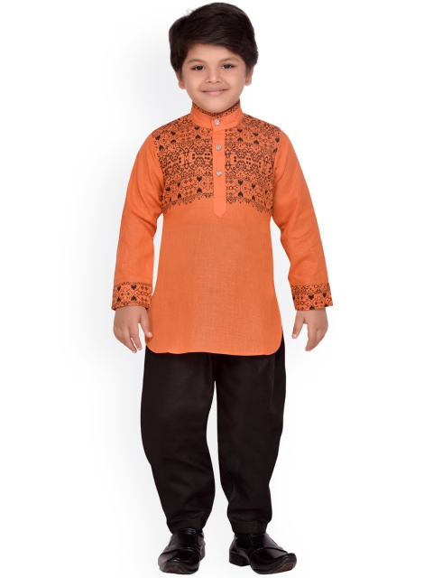 

Aj DEZInES Boys Orange & Black Printed Kurta with Salwar