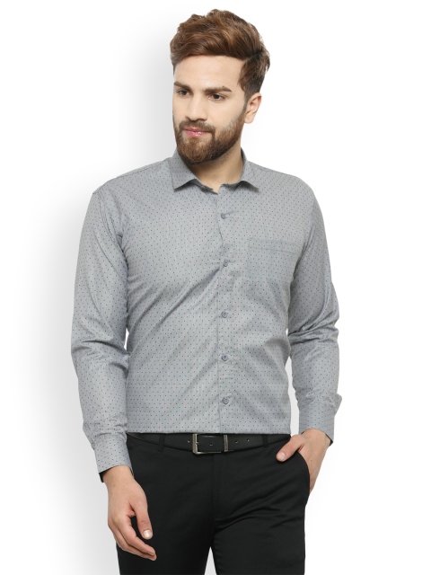 

JAINISH Men Grey & Black Slim Fit Printed Formal Shirt