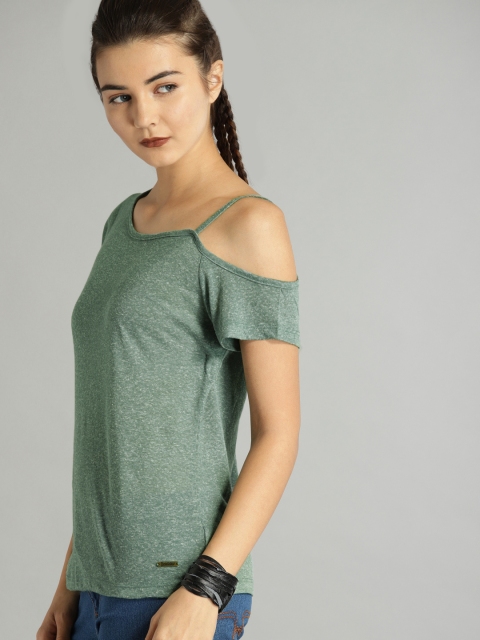 

Roadster Women Green Solid Top