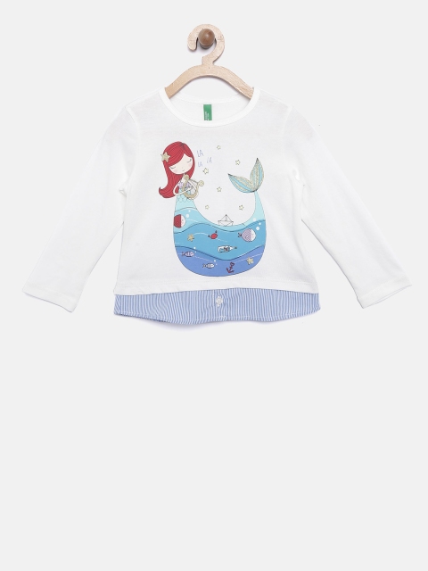 

United Colors of Benetton Girls White Printed Top