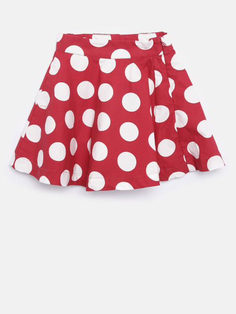 

United Colors of Benetton Girls Red & White Polka Dot Print Mini A-Line Skirt