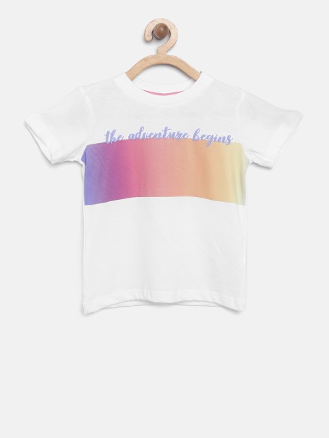 

United Colors of Benetton Boys White Printed Round Neck T-shirt