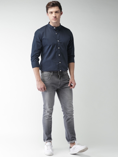 

Mast & Harbour Men Navy Slim Fit Solid Casual Shirt, Navy blue