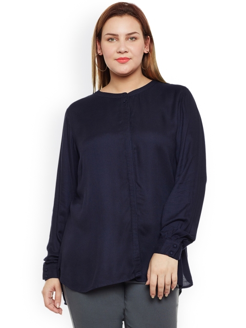 

JUNAROSE Plus Size Women Blue Regular Fit Solid Casual Shirt