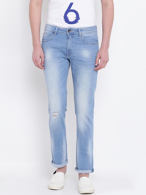 

United Colors of Benetton Men Blue Skinny Fit Mid-Rise Low Distress Stretchable Jeans