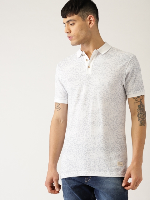 

United Colors of Benetton Men White Printed Polo Collar T-shirt