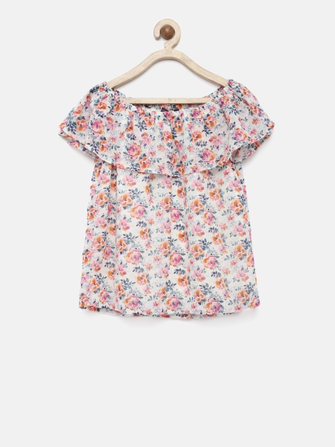 

SCULLERS Girls Multicoloured Printed Bardot Top, Multi