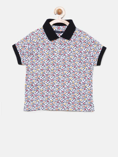 

SCULLERS Girls Multicoloured Printed Polo Collar T-shirt, Multi
