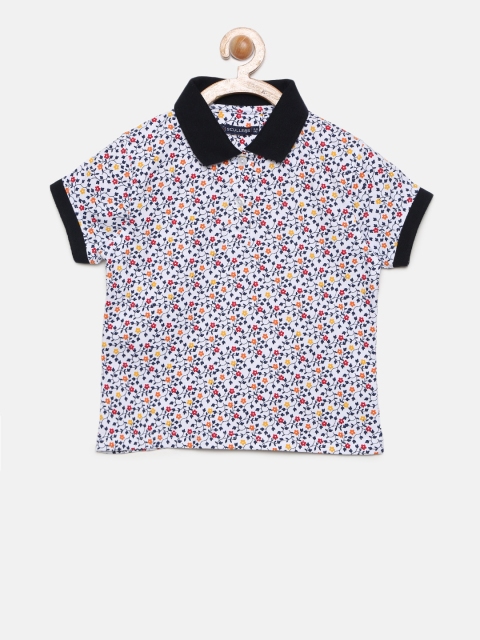 

SCULLERS Girls Multicoloured Printed Polo Collar T-shirt, Multi