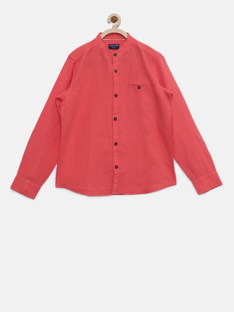 

SCULLERS Boys Coral Orange Fit Solid Casual Shirt