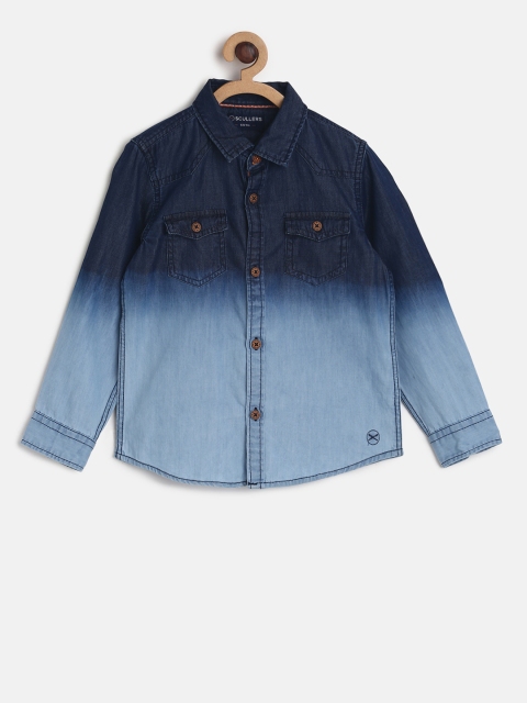 

SCULLERS Boys Blue Regular Fit Solid Casual Shirt